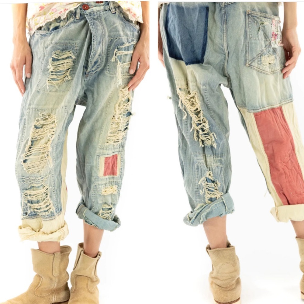 Magnolia Pearl Miners Denim in Americana OS Bohemian Oversized Relaxed Boho Jean - Picture 4 of 16
